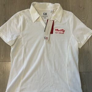Vintage Thrify Ice Cream White Polo with Red Embroidery